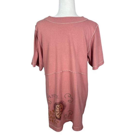 Blue Fish Organic Cotton Hand Painted Tunic Top Peach Size 1 Art To Wear Artsy - Picture 7 of 15